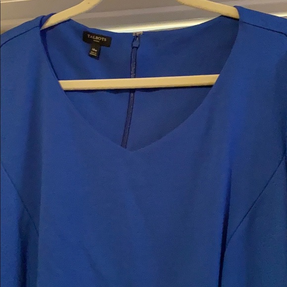 Cobalt Sheath Dress w/ Ruffled Hem & Bell Slvs - Picture 5 of 8